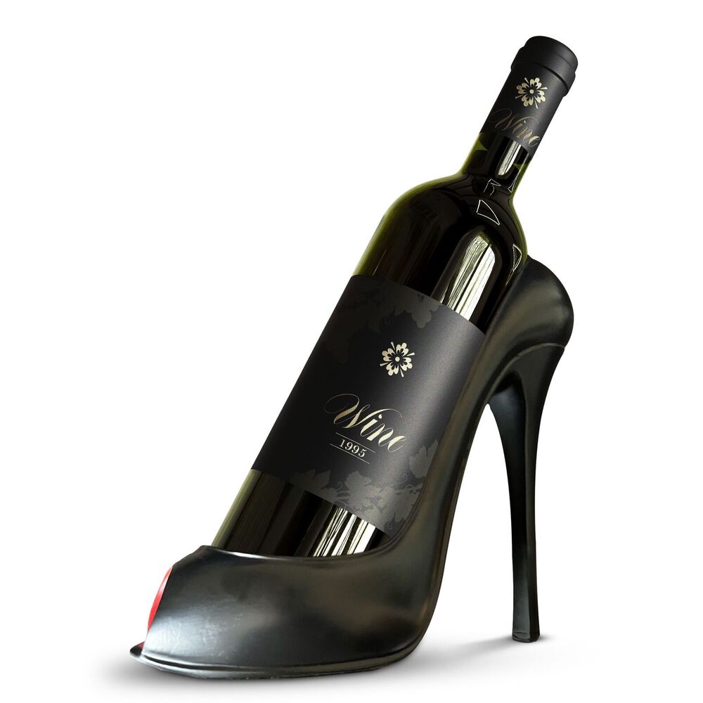 Trovety Black/Red High-Heel Shoe Wine Rack Holder - Stylish Wine Storage